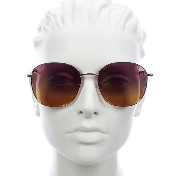 Quay Australia Jezabell Gold/ Purple Ombre Round Sunglasses NWT - Picture 3 of 9